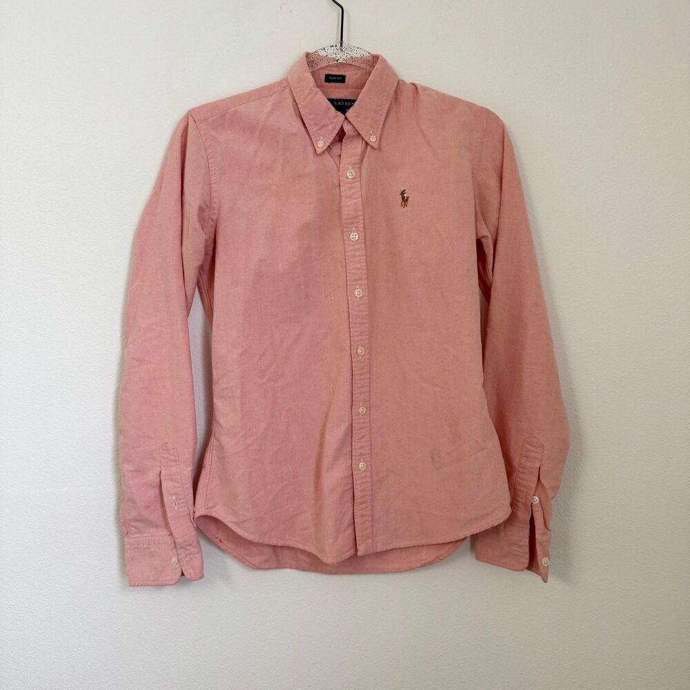 Polo Ralph Lauren Slim Fit Pink Salmon Long Sleeves Button Down Shirt Size 4 - Picture 2 of 7
